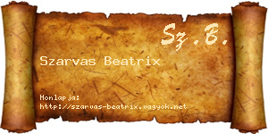 Szarvas Beatrix névjegykártya